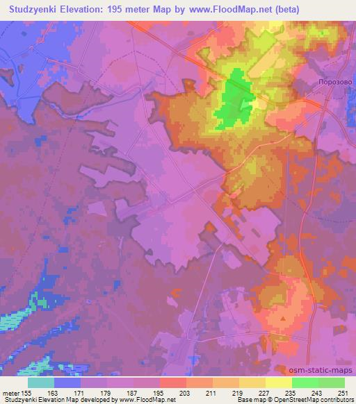 Studzyenki,Belarus Elevation Map