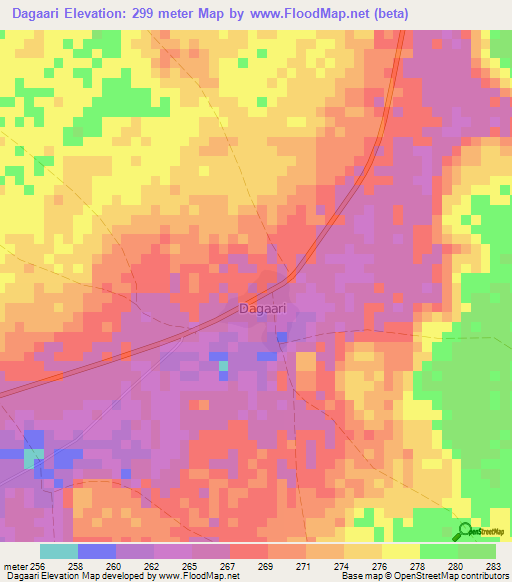 Dagaari,Somalia Elevation Map