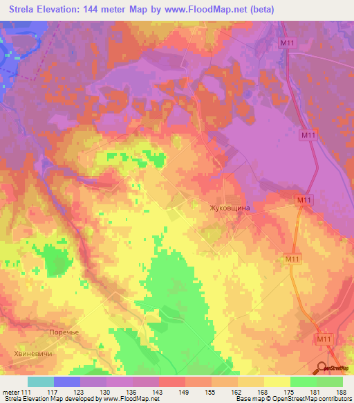 Strela,Belarus Elevation Map