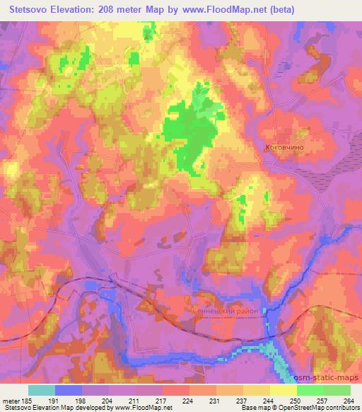 Stetsovo,Belarus Elevation Map