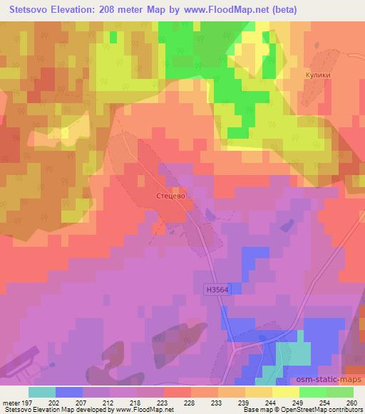 Stetsovo,Belarus Elevation Map