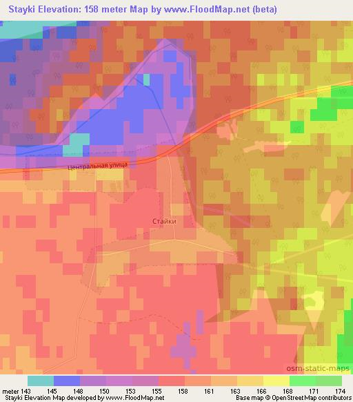 Stayki,Belarus Elevation Map