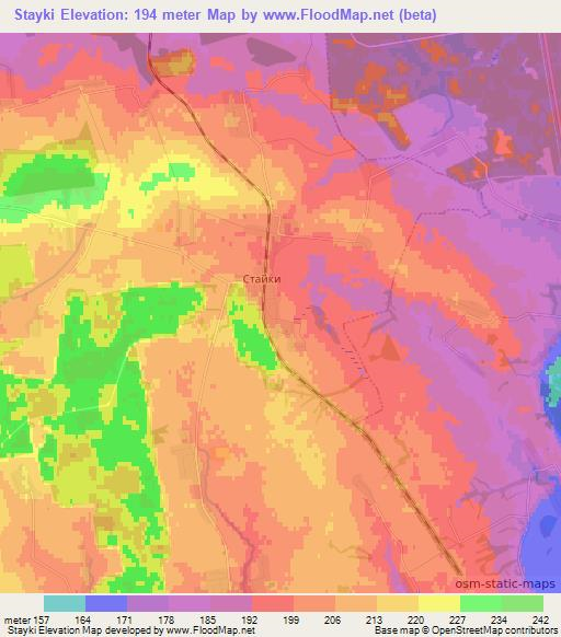 Stayki,Belarus Elevation Map