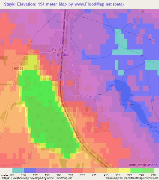 Stayki,Belarus Elevation Map