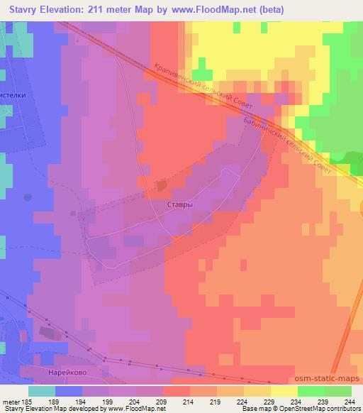 Stavry,Belarus Elevation Map