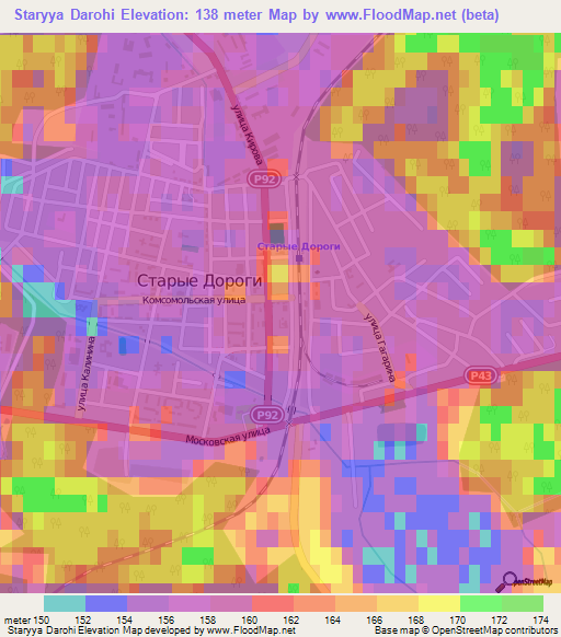Staryya Darohi,Belarus Elevation Map