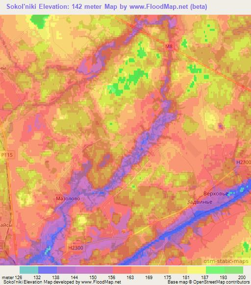 Sokol'niki,Belarus Elevation Map