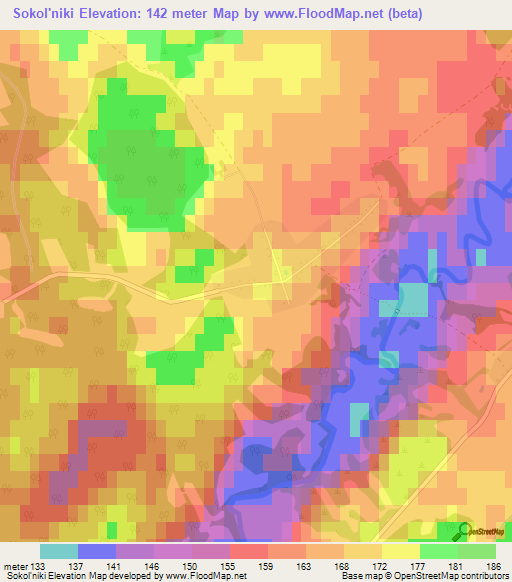 Sokol'niki,Belarus Elevation Map