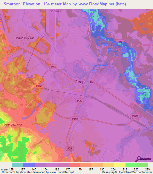 Smarhon',Belarus Elevation Map
