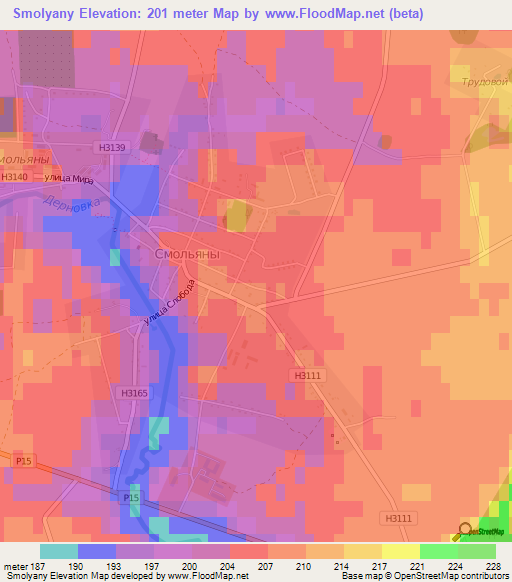 Smolyany,Belarus Elevation Map