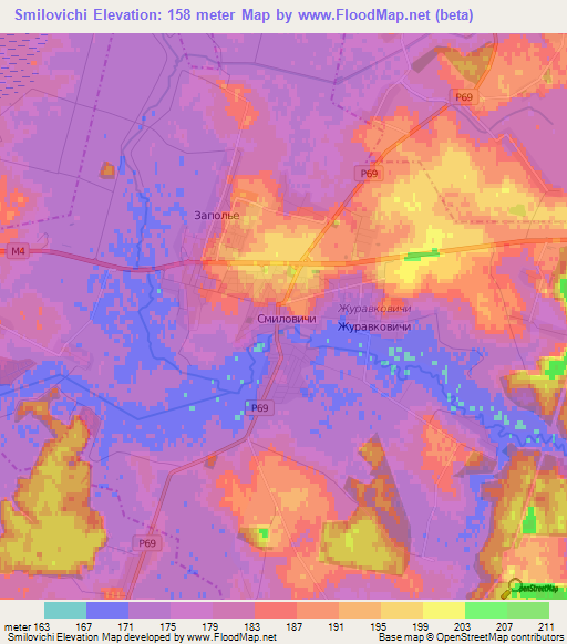 Smilovichi,Belarus Elevation Map