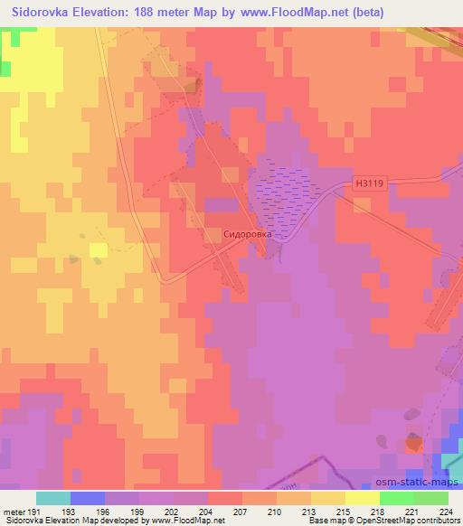 Sidorovka,Belarus Elevation Map