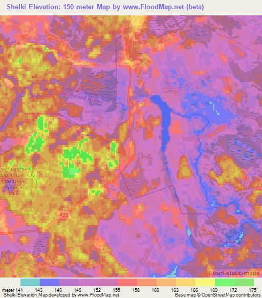 Shelki,Belarus Elevation Map