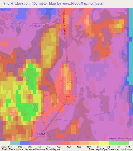 Shelki,Belarus Elevation Map