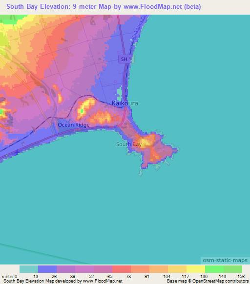 South Bay,New Zealand Elevation Map