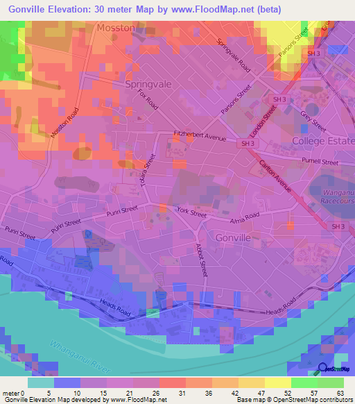 Gonville,New Zealand Elevation Map