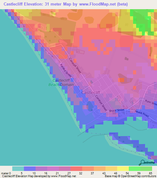 Castlecliff,New Zealand Elevation Map
