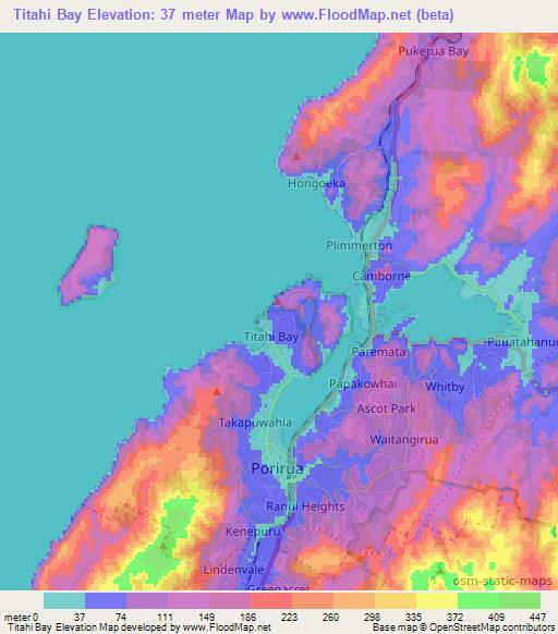 Titahi Bay,New Zealand Elevation Map