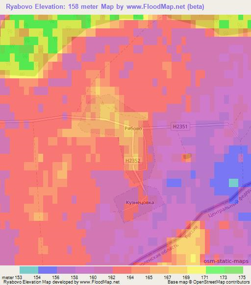 Ryabovo,Belarus Elevation Map