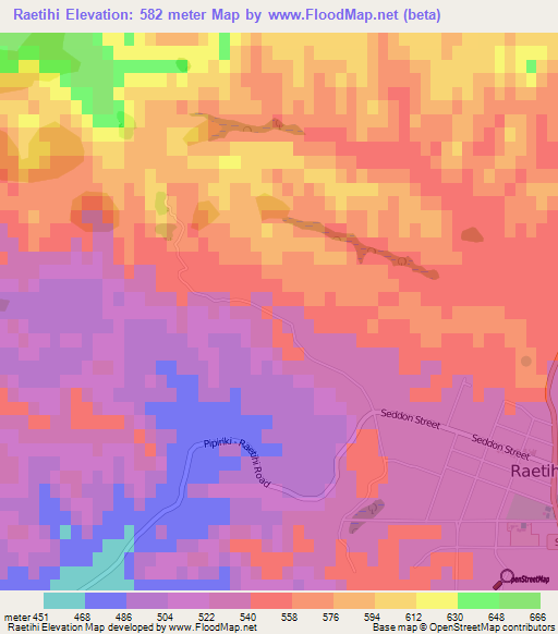 Raetihi,New Zealand Elevation Map