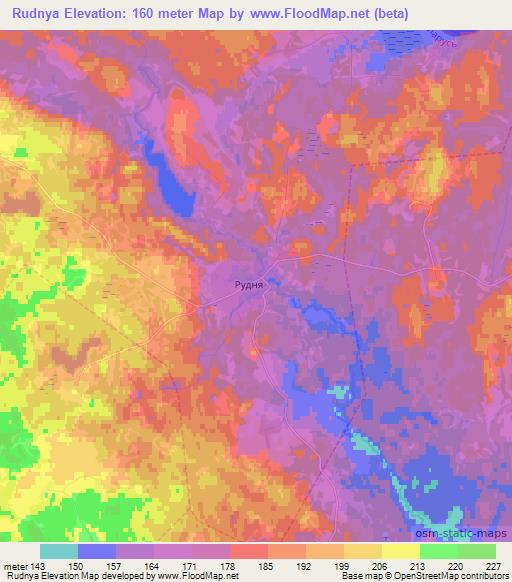 Rudnya,Belarus Elevation Map
