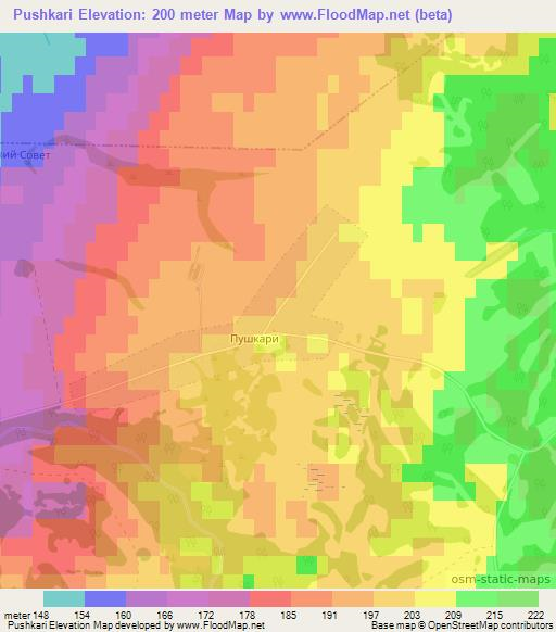 Pushkari,Belarus Elevation Map