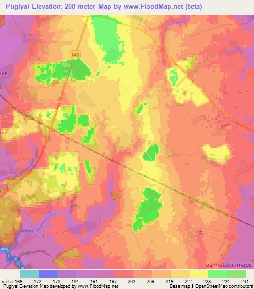 Puglyai,Belarus Elevation Map