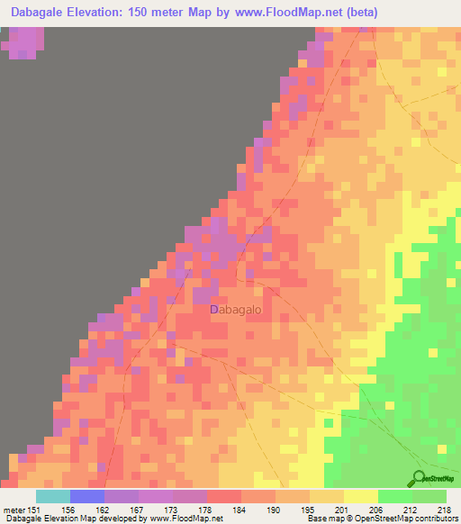 Dabagale,Somalia Elevation Map