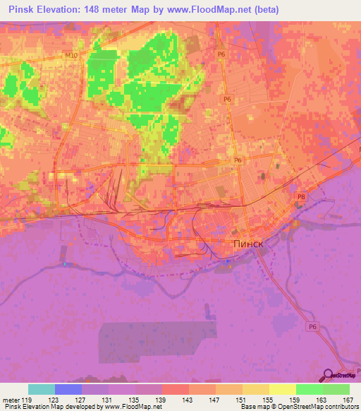 Pinsk,Belarus Elevation Map