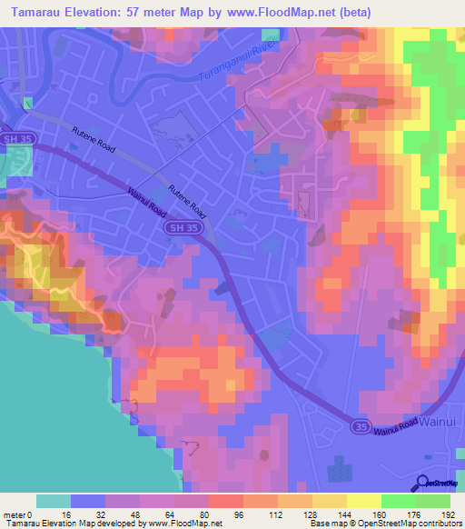 Tamarau,New Zealand Elevation Map