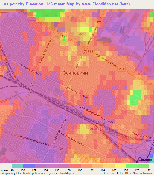 Asipovichy,Belarus Elevation Map