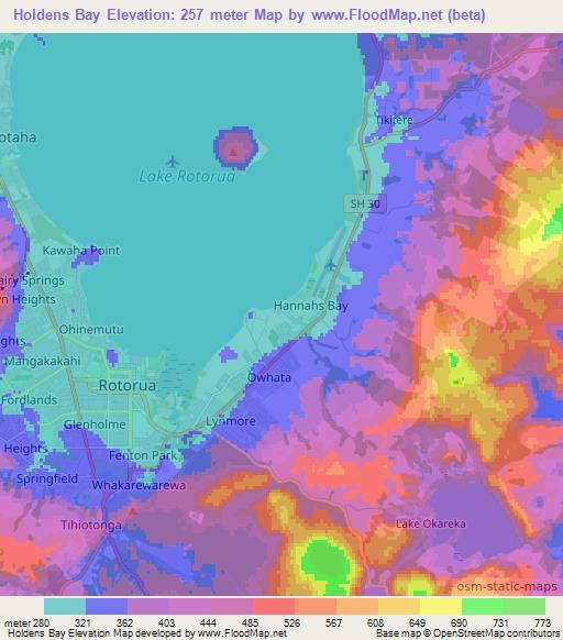 Holdens Bay,New Zealand Elevation Map