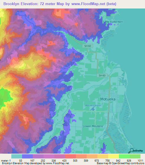 Brooklyn,New Zealand Elevation Map