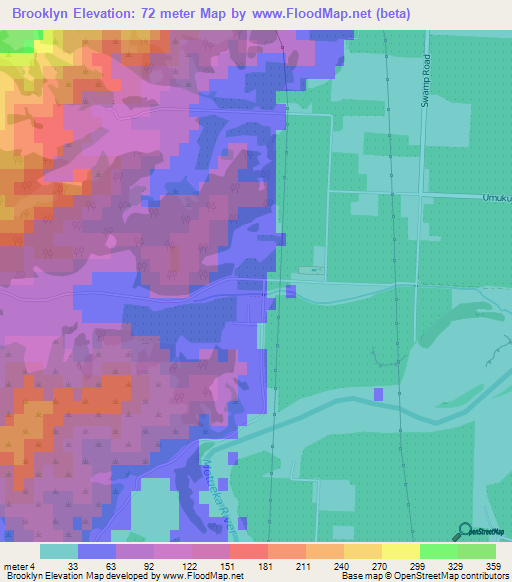 Brooklyn,New Zealand Elevation Map