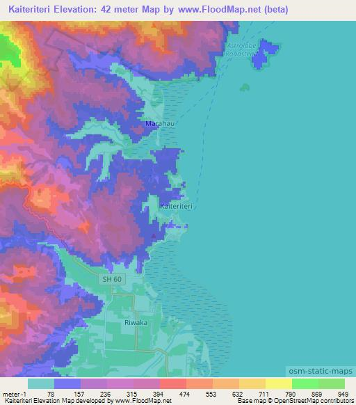 Kaiteriteri,New Zealand Elevation Map