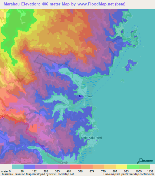 Marahau,New Zealand Elevation Map