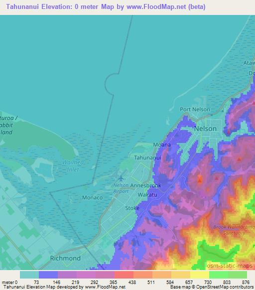 Tahunanui,New Zealand Elevation Map