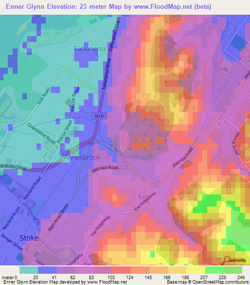 Enner Glynn,New Zealand Elevation Map