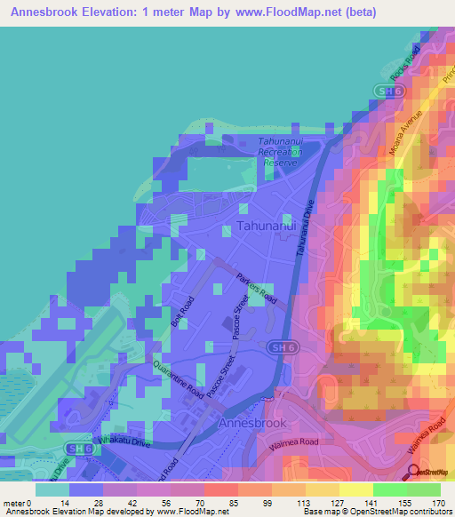 Annesbrook,New Zealand Elevation Map