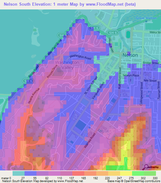 Nelson South,New Zealand Elevation Map