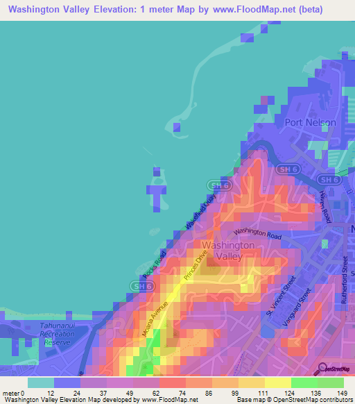 Washington Valley,New Zealand Elevation Map