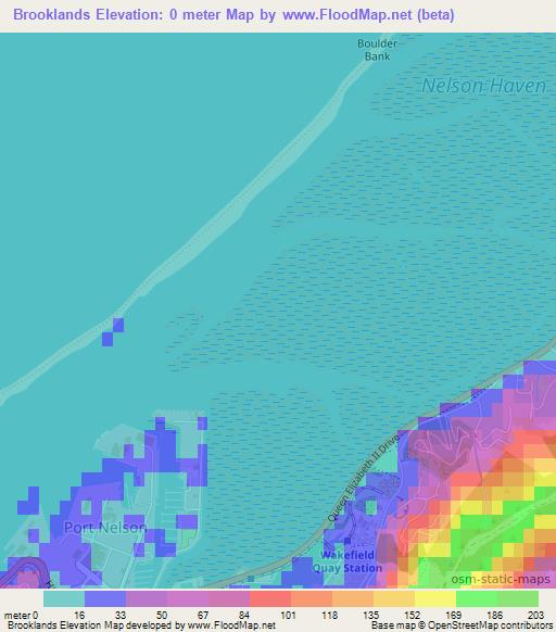 Brooklands,New Zealand Elevation Map