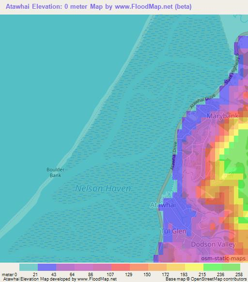 Atawhai,New Zealand Elevation Map