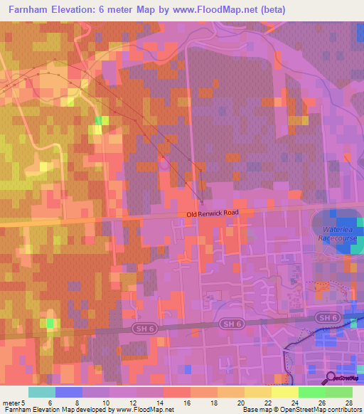 Farnham,New Zealand Elevation Map