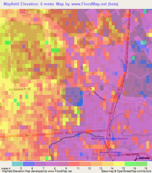Mayfield,New Zealand Elevation Map