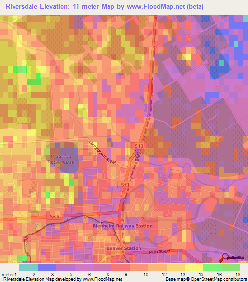 Riversdale,New Zealand Elevation Map