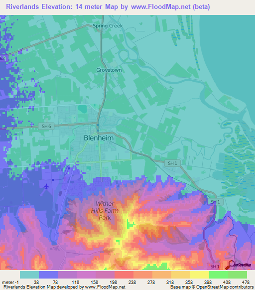 Riverlands,New Zealand Elevation Map
