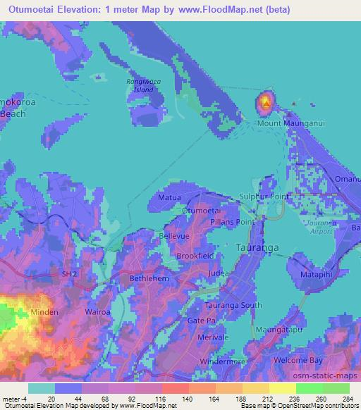 Otumoetai,New Zealand Elevation Map