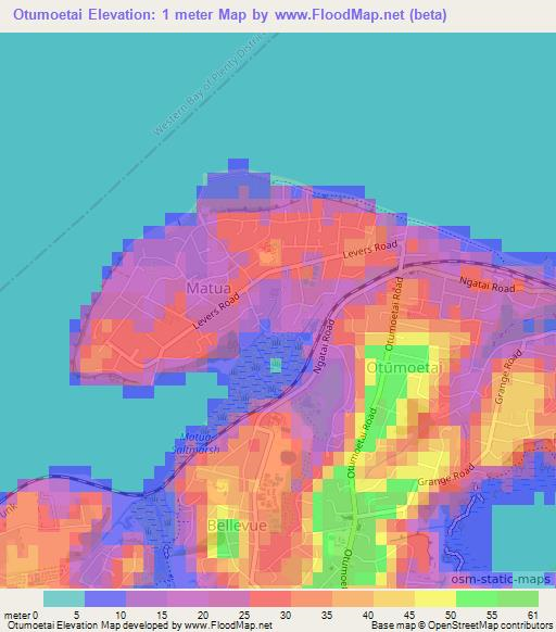 Otumoetai,New Zealand Elevation Map