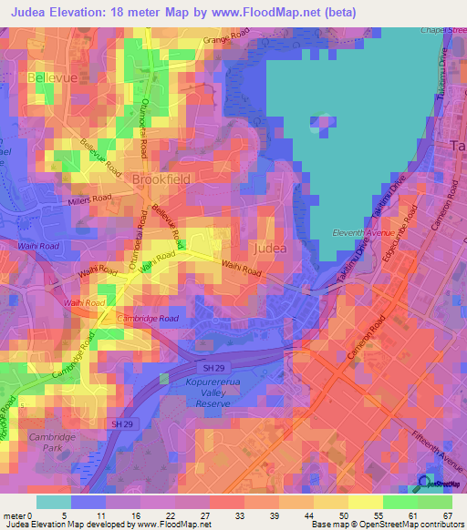 Judea,New Zealand Elevation Map